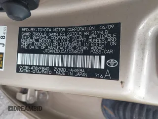 2010 Toyota Prius II z VIN JTDKN3DU0A1034623, wystawiony jako IAAI lot #42177788 z przebiegiem 196 447 mil mil oraz . Historia ofert i sprzedaży dostępna na DreamBid. Obrazek 9.