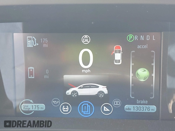 2014 Chevrolet Volt with VIN 1G1RB6E4XEU152117, listed as a IAAI auction lot 42107089 with 130,376 mi miles and . Bid and sale history available at carsss.com. Image 7.
