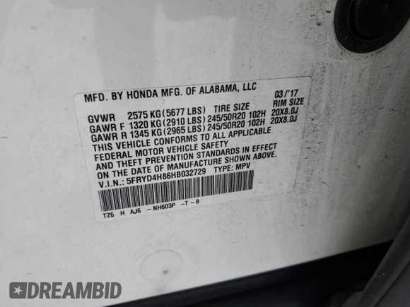 2017 Acura MDX w/Advance Pkg with VIN 5FRYD4H86HB032729, listed as a Copart auction lot 42246815 with 100,842 mi miles and Clean Title. Bid and sale history available at carsss.com. Image 12.