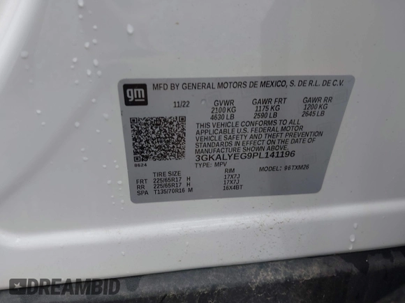 2023 GMC Terrain AT4 с VIN 3GKALYEG9PL141196, выставлен на аукционе IAAI как лот 42375132 с пробегом 32 680 миль миль и . История ставок и продаж доступна на DreamBid. Изображение 9.
