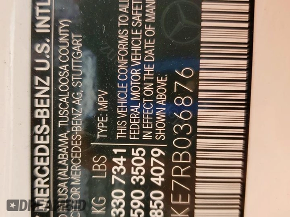 2024 Mercedes-Benz GLS 450 с VIN 4JGFF5KE7RB036876, выставлен на аукционе Copart как лот 58129595 с пробегом 40 423 миль миль и Списание • Salvage title. История ставок и продаж доступна на DreamBid. Изображение 14.