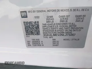 2022 GMC Terrain SLE with VIN 3GKALMEV2NL273267, listed as a IAAI auction lot 41713611 with 25,198 mi miles. Bid and sale history available at carsss.com. Image 9.