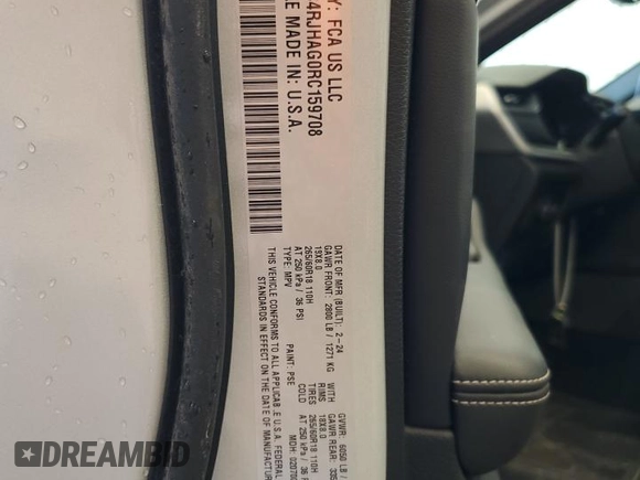 2024 Jeep Grand Cherokee Laredo z VIN 1C4RJHAG0RC159708, wystawiony jako Copart lot #56147465 z przebiegiem 7 221 mil mil oraz Szkoda całkowita • Salvage title. Historia ofert i sprzedaży dostępna na DreamBid. Obrazek 13.