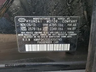 2014 Hyundai Azera with VIN KMHFG4JG3EA350745, listed as a Copart auction lot 44137215 with 200,118 mi miles and Non repairable. Bid and sale history available at DreamBid. Image 12.