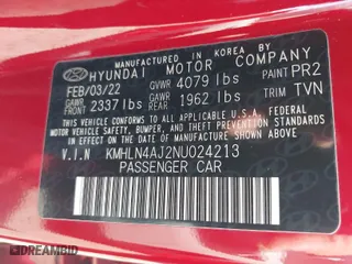 2022 Hyundai Elantra Hybrid Limited with VIN KMHLN4AJ2NU024213, listed as a IAAI auction lot 41643493 with 46,135 mi miles. Bid and sale history available at carsss.com. Image 9.