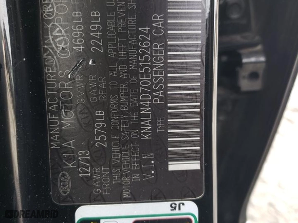 2014 Kia Cadenza Premium with VIN KNALN4D70E5152624, listed as a Copart auction lot 45667074 with 59,301 mi miles and Salvage Title. Bid and sale history available at carsss.com. Image 15.