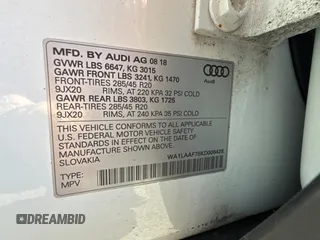 2019 Audi Q7 Premium Plus with VIN WA1LAAF78KD006428, listed as a Copart auction lot 54744225 with 63,399 mi miles and Clean Title. Bid and sale history available at carsss.com. Image 10.
