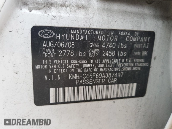 2009 Hyundai Azera Limited z VIN KMHFC46F69A387497, wystawiony jako Copart lot #83303664 z przebiegiem 115 815 mil mil oraz Szkoda całkowita • Salvage title. Historia ofert i sprzedaży dostępna na DreamBid. Obrazek 13.