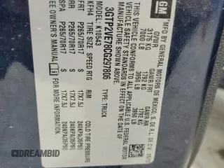 2012 GMC Sierra 1500 SLE with VIN 3GTP2VE78CG297806, listed as a Copart auction lot 58544315 with 229,873 mi miles and Salvage title. Bid and sale history available at DreamBid. Image 12.