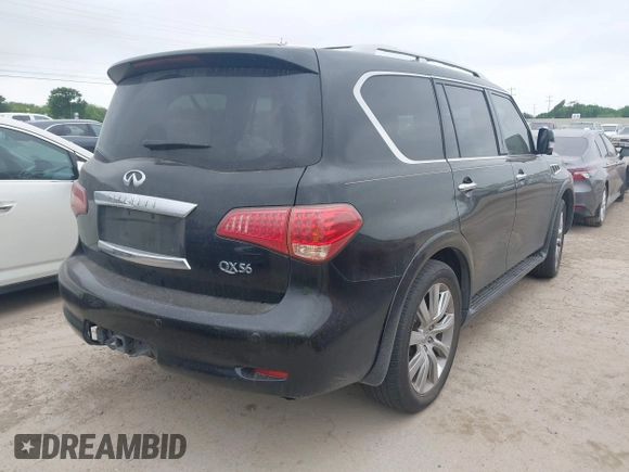 2013 Infiniti QX56 with VIN JN8AZ2NF6D9550697, listed as a IAAI auction lot 42164023 with 123,590 mi miles and . Bid and sale history available at DreamBid. Image 4.