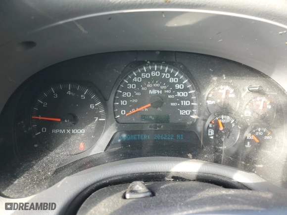 2005 Chevrolet TrailBlazer LS with VIN 1GNET16S956172860, listed as a Copart auction lot 42287255 with 206,222 mi miles and Clean Title. Bid and sale history available at carsss.com. Image 9.