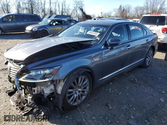 2015 Lexus LS 460 L with VIN JTHGL1EFXF5055493, listed as a Copart auction lot 86601044 with 130,849 mi miles and Salvage title. Bid and sale history available at DreamBid. Image 1.