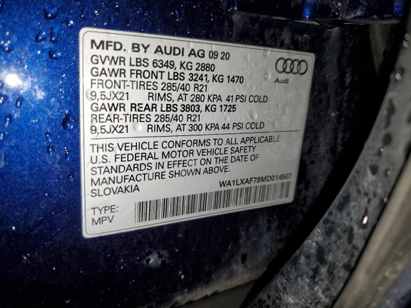 2021 Audi Q7 Premium Plus z VIN WA1LXAF79MD014507, wystawiony jako Copart lot #59815775 z przebiegiem 55 164 mil mil oraz Szkoda całkowita • Salvage title. Historia ofert i sprzedaży dostępna na DreamBid. Obrazek 13.