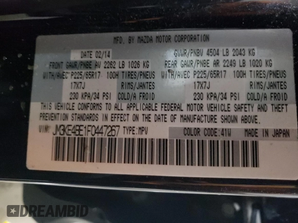 2015 Mazda CX-5 Sport with VIN JM3KE4BE1F0447267, listed as a Copart auction lot 82527174 with Not provided miles and Clean title. Bid and sale history available at DreamBid. Image 12.