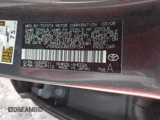 2008 Toyota Prius with VIN JTDKB20U883397341, listed as a IAAI auction lot 42182202 with 164,204 mi miles. Bid and sale history available at carsss.com. Image 9.