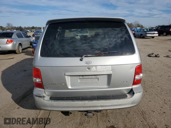 2005 Kia Sedona LX with VIN KNDUP132X56721558, listed as a Copart auction lot 88574685 with 176,660 mi miles and Salvage Title. Bid and sale history available at carsss.com. Image 6.