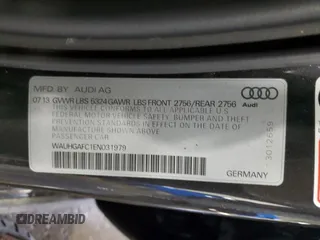 2014 Audi A6 3.0T Prestige with VIN WAUHGAFC1EN031979, listed as a Copart auction lot 48577955 with 0 mi miles and Non Repairable. Bid and sale history available at carsss.com. Image 12.