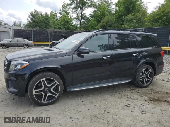 2019 Mercedes-Benz GLS 550 with VIN 4JGDF7DE2KB223383, listed as a Copart auction lot 59771305 with 66,193 mi miles and Salvage title. Bid and sale history available at DreamBid. Image 1.