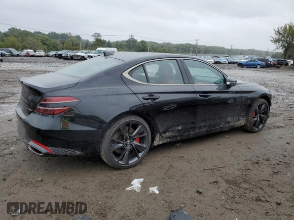 2023 Genesis G70 3.3T with VIN KMTG54TEXPU110976, listed as a Copart auction lot 71400134 with 22,958 mi miles and Salvage Title. Bid and sale history available at carsss.com. Image 3.