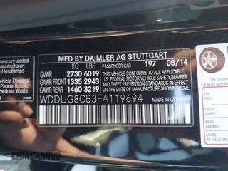 2015 Mercedes-Benz S 550 with VIN WDDUG8CB3FA119694, listed as a IAAI auction lot 42022141 with 181,590 mi miles and . Bid and sale history available at carsss.com. Image 9.