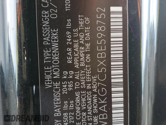 2011 BMW 3 Series 335i с VIN WBAKG7C5XBE598752, выставлен на аукционе Copart как лот 47705665 с пробегом 124 568 миль миль и Списание • Salvage title. История ставок и продаж доступна на DreamBid. Изображение 14.