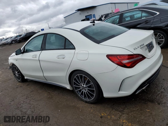 2018 Mercedes-Benz CLA with VIN WDDSJ4GB2JN537726, listed as a Copart auction lot 43971613 with 87,365 mi miles. Bid and sale history available at carsss.com. Image 2.