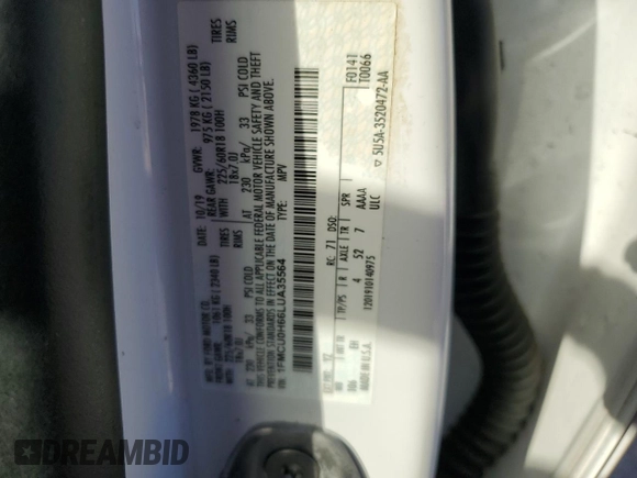 2020 Ford Escape SEL with VIN 1FMCU0H66LUA35564, listed as a Copart auction lot 75879504 with Not Provided miles and Non Repairable. Bid and sale history available at carsss.com. Image 12.
