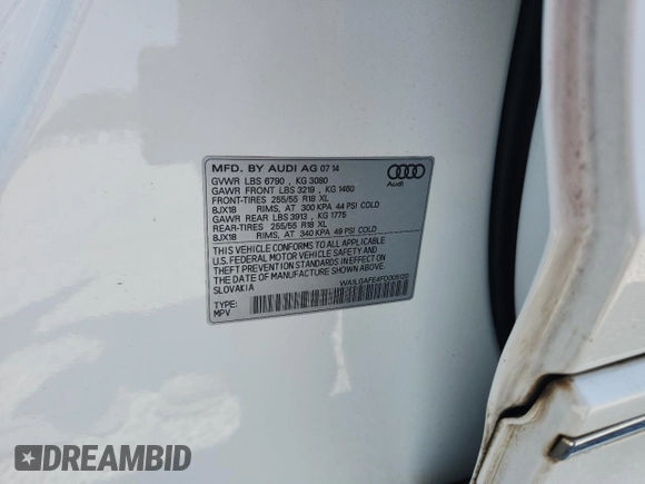 2015 Audi Q7 Premium Plus with VIN WA1LGAFE4FD005120, listed as a Copart auction lot 62014395 with 149,676 mi miles and Salvage title. Bid and sale history available at DreamBid. Image 13.