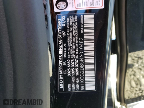2022 Mercedes-Benz EQS with VIN W1KCG2DB5NA010482, listed as a Copart auction lot 40247144 with 0 mi miles and Non Repairable. Bid and sale history available at carsss.com. Image 12.