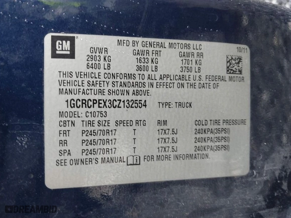 2012 Chevrolet Silverado 1500 Work Truck with VIN 1GCRCPEX3CZ132554, listed as a IAAI auction lot 41765903 with 359,681 mi miles. Bid and sale history available at carsss.com. Image 9.