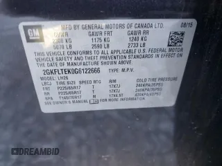 2016 GMC Terrain SLE with VIN 2GKFLTEK0G6122666, listed as a Copart auction lot 88307345 with 108,550 mi miles and Salvage Title. Bid and sale history available at carsss.com. Image 15.
