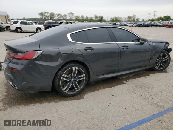 2021 BMW 8 Series M850i with VIN WBAGV8C04MCE93308, listed as a Copart auction lot 55030895 with 37,762 mi miles and Salvage title. Bid and sale history available at DreamBid. Image 3.