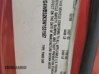1998 Buick Regal LS with VIN 2G4WB52K3W1531587, listed as a Copart auction lot 75040424 with 0 mi miles and Salvage Title. Bid and sale history available at carsss.com. Image 13.