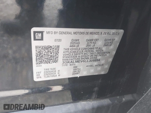 2020 GMC Terrain SLE с VIN 3GKALMEV6LL309894, выставлен на аукционе IAAI как лот 42253653 с пробегом 52 692 миль миль и . История ставок и продаж доступна на DreamBid. Изображение 9.