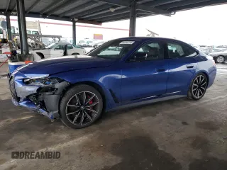 2023 BMW i4 eDrive40 with VIN WBY73AW07PFR45505, listed as a Copart auction lot 49113715 with 12,876 mi miles and Salvage Title. Bid and sale history available at carsss.com. Image 1.