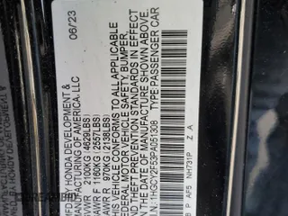 2023 Honda Accord Sport z VIN 1HGCY2F53PA051308, wystawiony jako Copart lot #53453595 z przebiegiem 22 945 mil mil oraz Szkody całkowita. Historia ofert i sprzedaży dostępna na DreamBid. Obrazek 13.