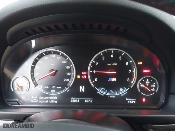 2013 BMW M5 with VIN WBSFV9C51DD095750, listed as a IAAI auction lot 40907304 with 93,014 mi miles. Bid and sale history available at carsss.com. Image 7.