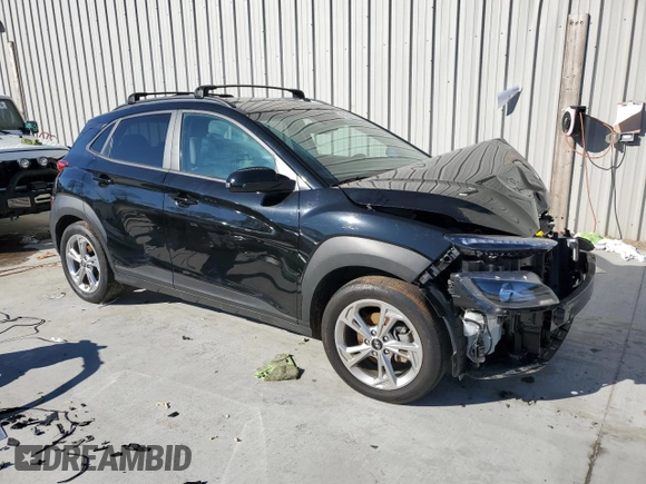 2023 Hyundai Kona SEL with VIN KM8K32ABXPU974059, listed as a Copart auction lot 46161695 with 29,762 mi miles and Salvage Title. Bid and sale history available at DreamBid. Image 4.