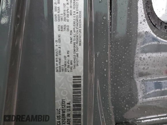 2021 Jeep Wrangler Unlimited Sahara Altitude с VIN 1C4HJXEG9MW512731, выставлен на аукционе Copart как лот 56205765 с пробегом 58 426 миль миль и Списание • Salvage title. История ставок и продаж доступна на DreamBid. Изображение 12.