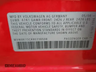 2008 Volkswagen Passat z VIN WVWXK73CX8E238508, wystawiony jako Copart lot #45810975 z przebiegiem 199 870 mil mil oraz Szkoda całkowita • Salvage title. Historia ofert i sprzedaży dostępna na DreamBid. Obrazek 14.