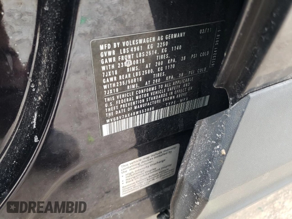2011 Volkswagen Tiguan SEL with VIN WVGBV7AX4BW553986, listed as a Copart auction lot 43873765 with 140,097 mi miles and Salvage Title. Bid and sale history available at DreamBid. Image 15.