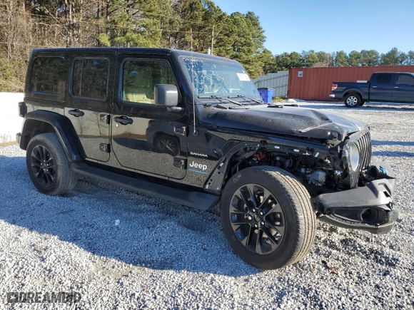 2023 Jeep Wrangler 4xe Sahara with VIN 1C4JJXP65PW585394, listed as a Copart auction lot 85741584 with 27,125 mi miles and Salvage Title. Bid and sale history available at carsss.com. Image 4.