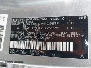 2020 Toyota Highlander LE with VIN 5TDZZRAH6LS027761, listed as a IAAI auction lot 42034714 with 90,546 mi miles and . Bid and sale history available at DreamBid. Image 9.