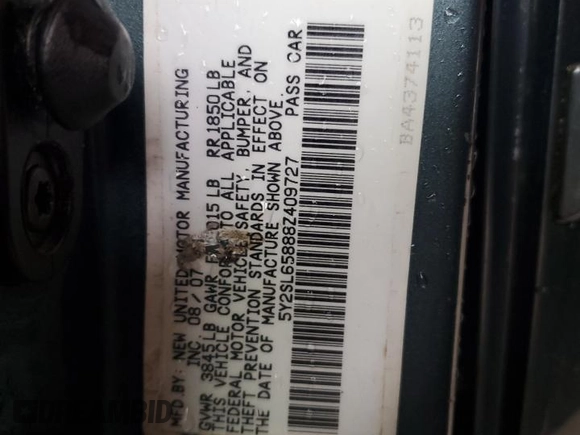 2008 Pontiac Vibe z VIN 5Y2SL65888Z409727, wystawiony jako Copart lot #56104015 z przebiegiem Nie podano mil oraz Szkoda całkowita • Salvage title. Historia ofert i sprzedaży dostępna na DreamBid. Obrazek 12.