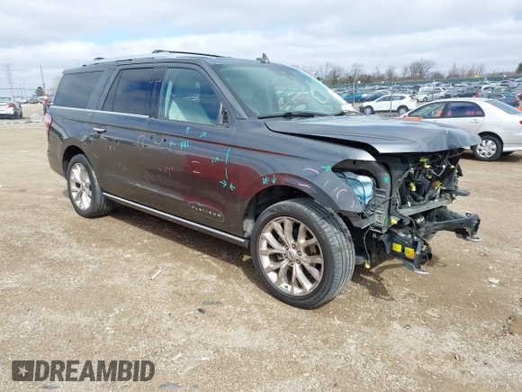2018 Ford Expedition Max Platinum with VIN 1FMJK1MT0JEA19575, listed as a IAAI auction lot 41870445 with 76,781 mi miles and . Bid and sale history available at DreamBid. Image 1.