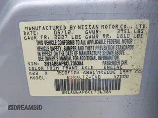 2012 Nissan Sentra S with VIN 3N1AB6AP8CL736384, listed as a IAAI auction lot 42155873 with 130,992 mi miles and . Bid and sale history available at DreamBid. Image 9.