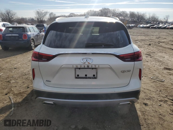 2021 Infiniti QX50 Luxe with VIN 3PCAJ5BB2MF108558, listed as a Copart auction lot 46426985 with 43,962 mi miles and Salvage Title. Bid and sale history available at DreamBid. Image 6.