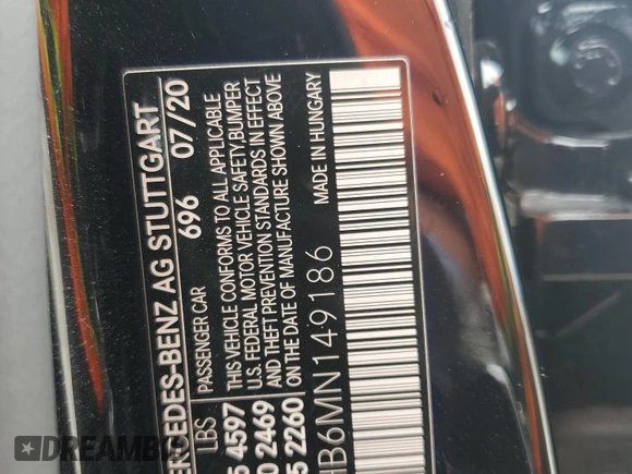 2021 Mercedes-Benz CLA 250 with VIN W1K5J4HB6MN149186, listed as a Copart auction lot 57349855 with 23,200 mi miles and Salvage title. Bid and sale history available at DreamBid. Image 13.