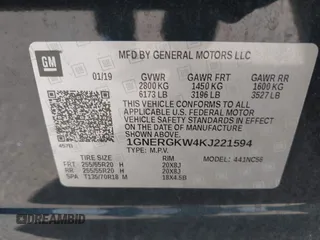 2019 Chevrolet Traverse LT Cloth with VIN 1GNERGKW4KJ221594, listed as a IAAI auction lot 40329306 with 66,052 mi miles and . Bid and sale history available at DreamBid. Image 9.