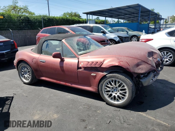 2001 BMW Z3 3.0 with VIN WBACN53451LJ57448, listed as a Copart auction lot 53982215 with 121,721 mi miles and Salvage title. Bid and sale history available at DreamBid. Image 4.